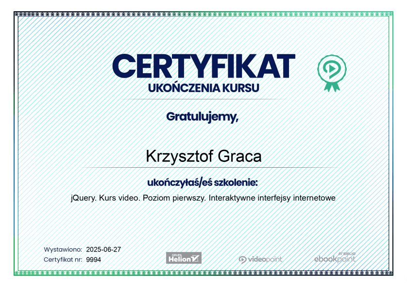 jQuery Certificate
